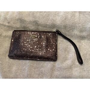 Coach Pink Burgundy Glitter Wristlet Clutch